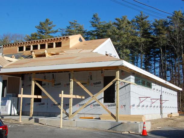 Construction began two months ago. The roof is almost fully completed. Photos by Mari Huglin