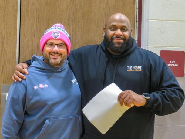 David Arancio, left, and Kevin Edwards smile together during Cannons tryouts. Photos by Grace Roche