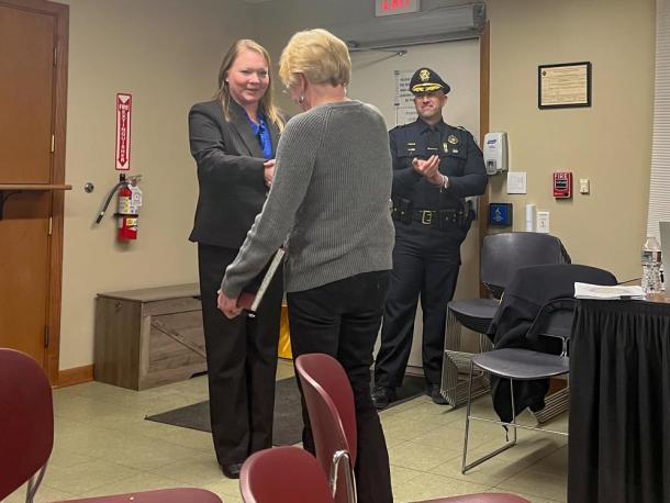 Jaclyn Kaulback, left, was sworn in Tuesday, Feb. 17 at a Select Board meeting. Photo by Grace Roche
