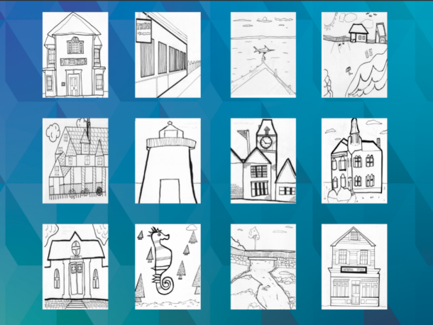 Old Rochester students designed coloring pages inspired by Mattapoisett landmarks. Source: Mattapoisett Museum
