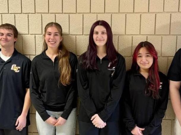 From left: Justin Ielo, Ryan Eby, Leah Hollenbeck, Scarlet Savaria, Elena Tan and Anthony Rampino created space-ready chicken tacos. Source: Old Colony Regional Vocational Technical High School