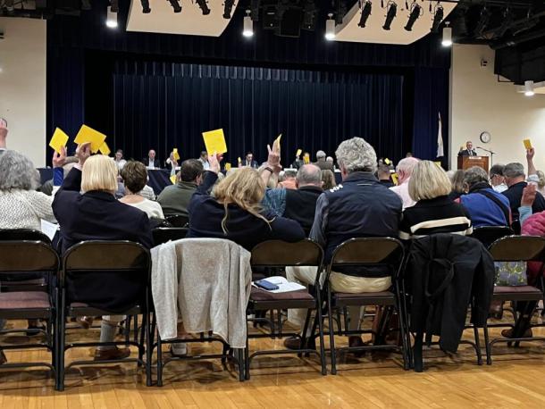 Voters met in Sippican School for Town Meeting on Monday, May 11. Photo by Grace Roche