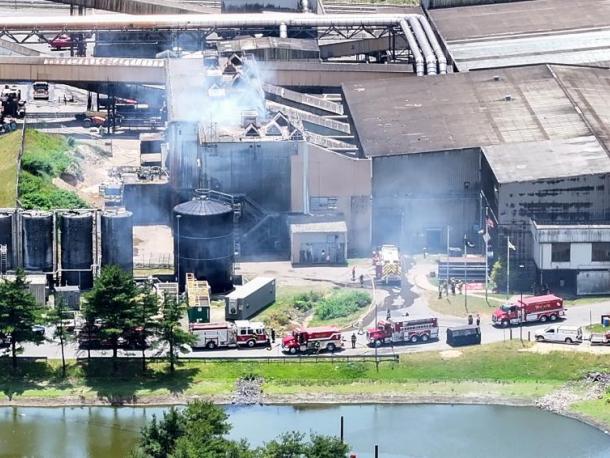 Smoke billows from the SEMASS facility during the June 14 fire. Photo source: David Curran