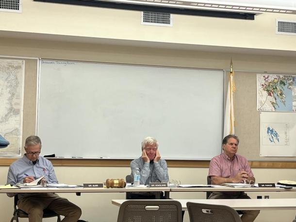 From left: Select Board members Toby Burr, John Hoagland and Randy Parker at the Tuesday, June 16 meeting. Photo by Grace Roche
