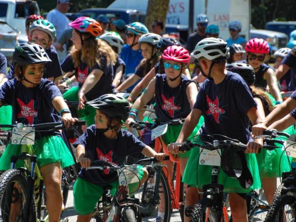 Riders line up for the Cranberry Country Pan-Mass Challenge kids race at Old Colony Regional Vocational Technical High School on Sunday, June 14. Photos by Grace Roche