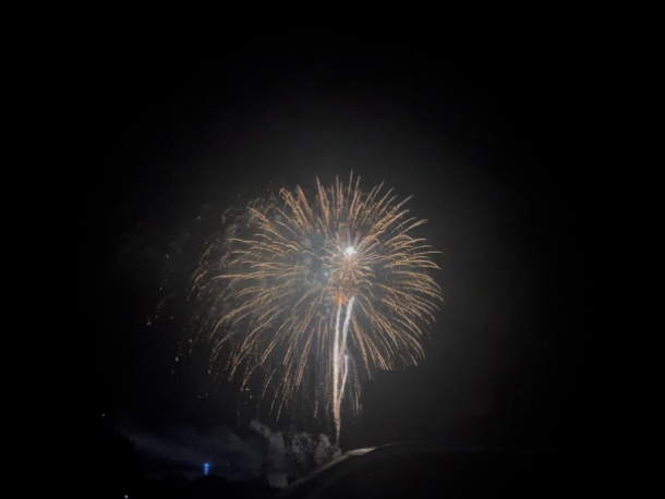 Fireworks lit up the sky around Silvershell Beach in Marion. Photos by Grace Roche