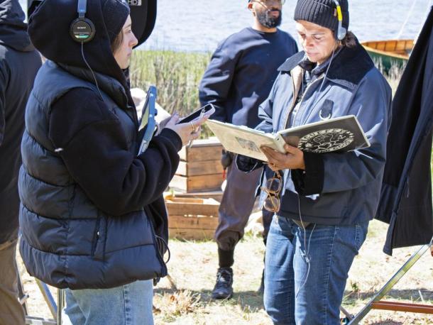 Director Anita Allison reviews the script during a weekend shoot in Dartmouth. Photos by Abby Van Selous