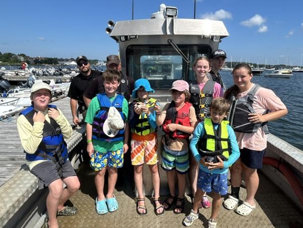 Coastal explorers take a trip on the Marion Harbormaster boat during the week-long program. Photos source: Marion Natural History Museum
