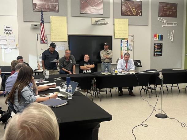 Luis Rivera speaks at a June 3 Rochester School Committee meeting. Photo by Grace Roche