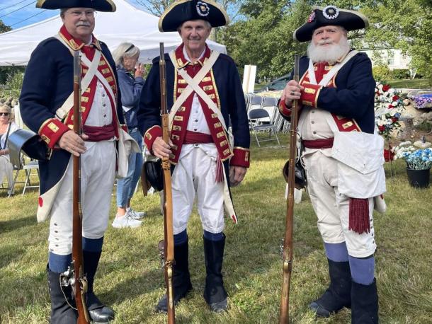 Sons of the American Revolution from the left: Brad Bittenbender, Stephen Watts and Scott Tourtellot. Members of the Sons of the American Revolution can trace their bloodline back to soldiers of the Revolutionary War.