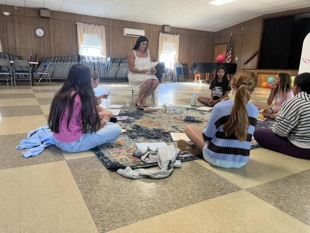 Kim Gioioso leads a session of her confidence class in the First Congregational Church of Marion’s community center on Friday, Sept. 4. Photos by Grace Roche