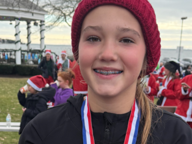 Madelyn Eitas ran a race in December 2025 before her death earlier this year. Photo source: Forever 1111 Fountation