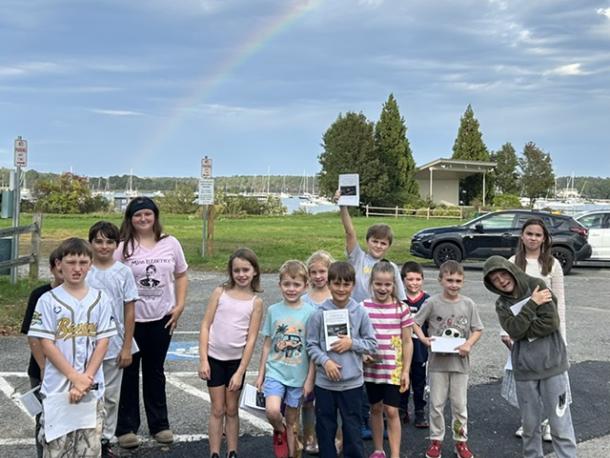 The museum's afterschool group was rewarded with a rainbow after completing their fall activity. Photo source: Natural History Museum
