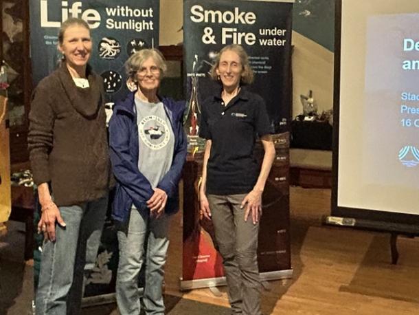 Stace Beaulieu, right, spoke at the Marion Institute on Oct. 16. Photo source: Eileen Marum