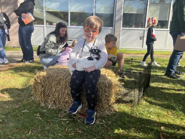 Jake Dias, 3, pets a bunny that's snuggled up in his arms at the family fun day at Old Rochester Regional High School on Saturday, Oct. 24. Photos by Grace Roche