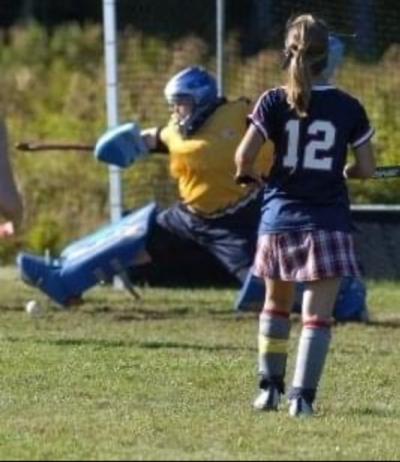 Lauren O’Brien served as the goal tender on the field hockey team. Source: Lauren O’Brien
