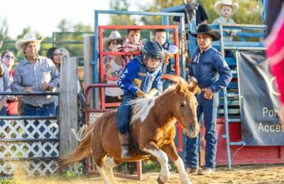 Gabriel Cox of Coventry, RI wins the mini bronc competition. Source: Flex It Photography