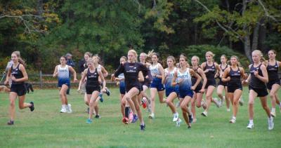 Old Rochester girls Cross Country team at the start of the 5K. Old Rochester girls Cross Country team at the start of the 5K.