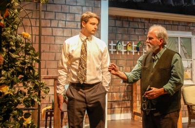 Rick Sherburne (right) directs Oliver Asker who plays Hal in "Proof". Photos by Mari Huglin  