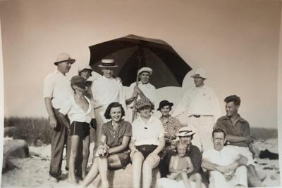 The Jenney family picnic on Strawberry Point in the early 1930’s. Janet Jenney is the little girl in the front row. Source: Mattapoisett Land Trust