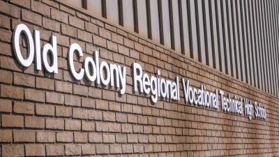 Old Colony Regional Vocational Technical High School sign. File photo. 