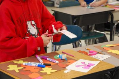 Students made kindness wreaths to give to one another.