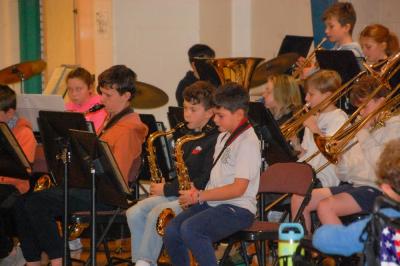 Students of the Sippican School Band play morning music for their peers.