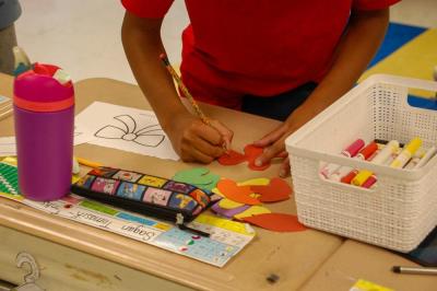 Markers and crayons were used to decorate wreaths as well.