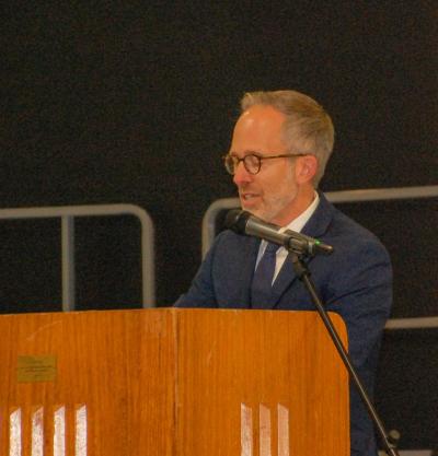 Rep. Mark Slyvia at an event. Photo by Mari Huglin