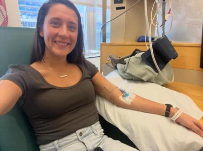 Steroid Infusions at Mass General Hospital in December 2024 to help ease the symptoms of Pease's MS flare.