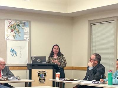 Macy Davis, the children's librarian at the Elizabeth Tabor Library, presented the grant proposal at the Tuesday, Dec. 16 Select Board meeting. Photos by Grace Roche