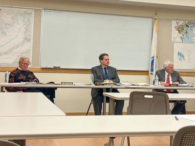 From left: Selectmen John Hoagland, Randy Parker and Norman Hills at the Dec. 16 meeting. 