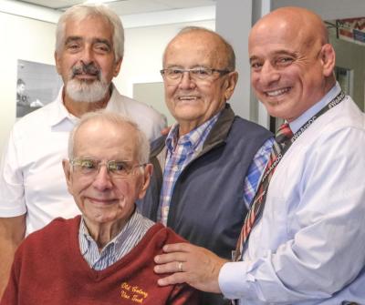 Old Colony Regional Vocational High School had a busy year proposing to build a new high school. From left: Superintendents Gary Brown, John Oliveira, David Ferreira and Aaron Polansky pose at the Old Colony Regional Vocational Technical High School in Rochester, Friday, Sept. 19. Photo by Sam Tucker