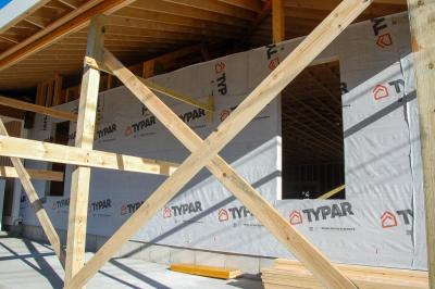 Scaffolding on the outside of Fieldstone.