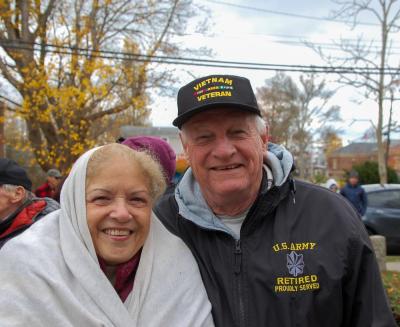 Kathleen and Fred Kawa came from Whitman to enjoy the festivities at the Mattapoisett Veterans Day Event. Photo by Mari Huglin