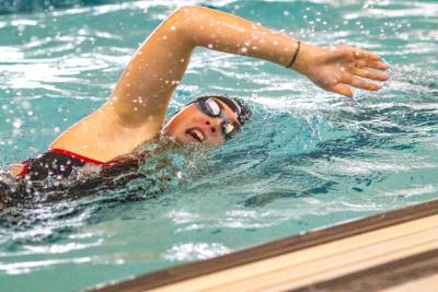 Kate Young takes a lap during practice. 