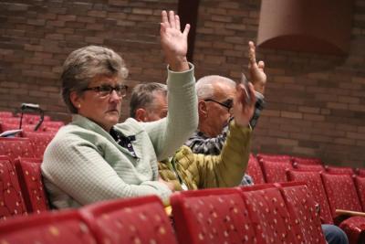 Mattapoisett residents cast their votes at a previous Town Meeting. File photo