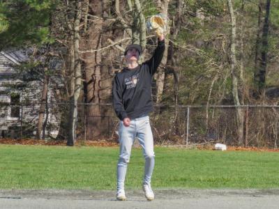 Matthew Robitaille reaches to catch a ball. 