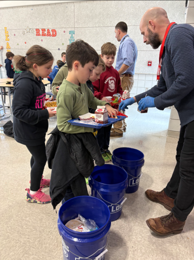 Rochester Memorial students learn where to put their food for the activity. 