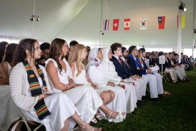 Tabor Academy seniors sit at graduation. 