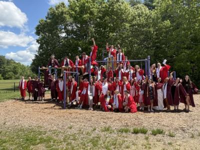 Students swarm the Rochester Memorial playground. 