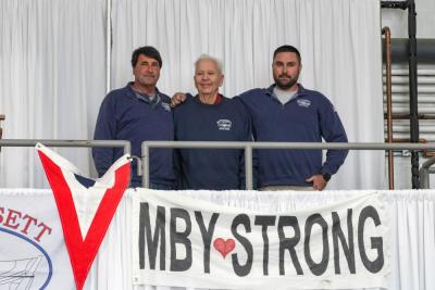 From Left: David Kaiser, Mattapoisett Boatyard founder Arthur Mclean and Ned Kaiser at the grand re-opening on Saturday, May 9. Photos by Samantha DeGenova
