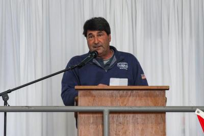 David Kaiser gives a speech during the grand re-opening. 