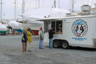 Attendees enjoyed food and dessert from food trucks in the boatyard parking lot. 