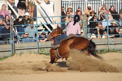 Ali Edwards kicks up dirt. 