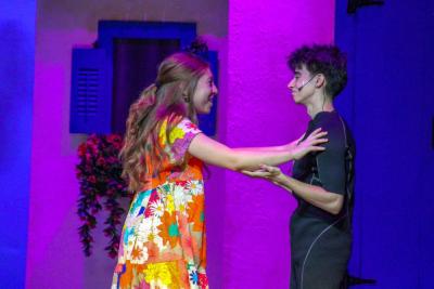 Sophie and her fiancé Sky, played by Lincoln Fauteux, discuss their upcoming wedding. 
