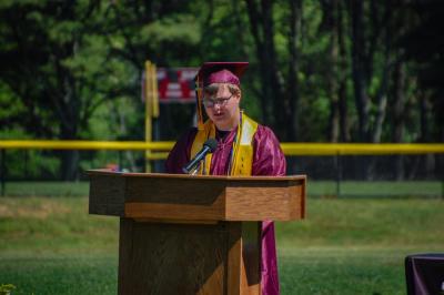 Valedictorian Douglas Barrows gives a speech. 