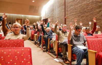 Mattapoisett voters approved funding part of Old Rochester Regional School District's health insurance shortfall at Town Meeting on Monday, May 11. Photo by Mari Huglin