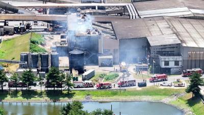 Smoke billows from the SEMASS facility during the June 14 fire. Photos source: David Curran