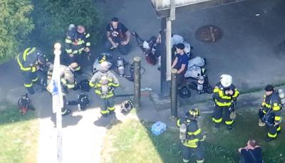 Firefighters from surrounding towns helped battle the fire. 